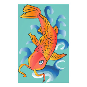 Swimming Koi Fish Illustration Photo Print