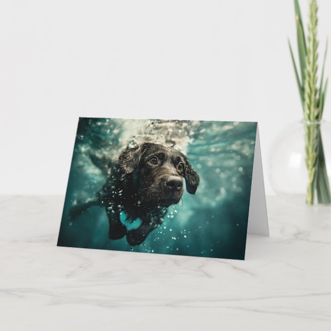 Swimming Labrador Puppy Underwater Design Card (Front)