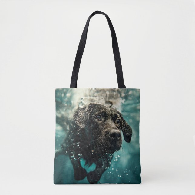 Swimming Labrador Puppy Underwater Design Tote Bag (Front)