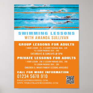 Swimming Lanes, Swimming Lesson Advertising Poster