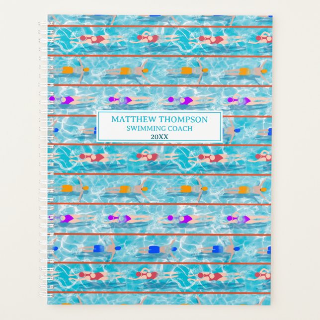 Swimming Laps Pool Swim Team Coach Planner (Front)