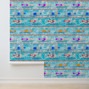 Swimming Laps Pool Swim Team Pattern Wallpaper