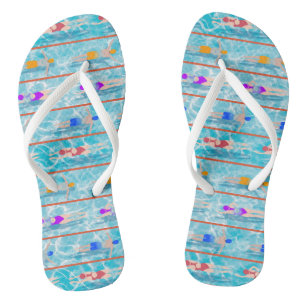 Swimming Laps Water Swim Team Pattern Flip Flops