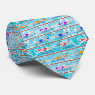 Swimming Laps Water Swim Team Pattern  Tie