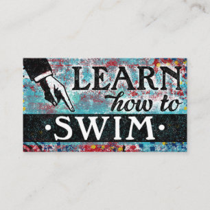 Swimming Lessons Business Cards - Blue Red