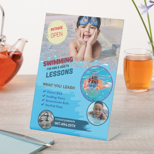 Swimming Lessons Custom Pedestal Sign (In SItu)