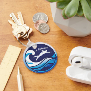Swimming logo Personalize with name Key Ring