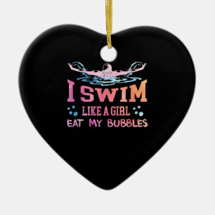 Swimming Lover - I Swim Like A Girl Ceramic Tree Decoration