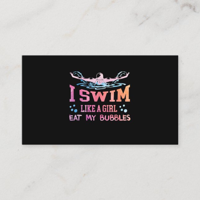 Swimming Lover - I Swim Like A Girl Enclosure Card (Front)