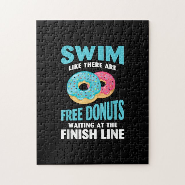 Swimming Lover - Swim Like Re Are Free Donuts Jigsaw Puzzle (Vertical)