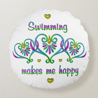 Swimming Makes Me Happy Round Cushion