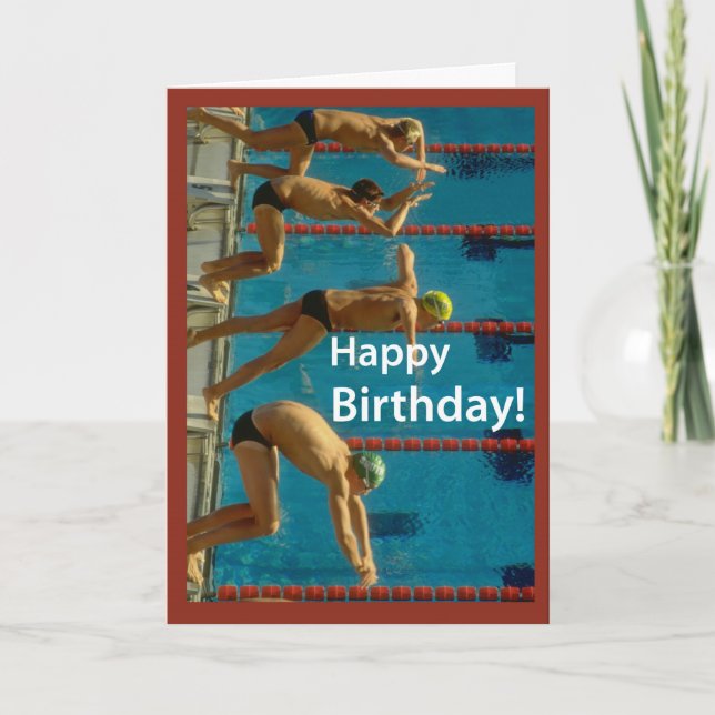 Swimming Men's Birthday Card (Front)