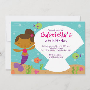 Swimming Mermaid Birthday Invitation