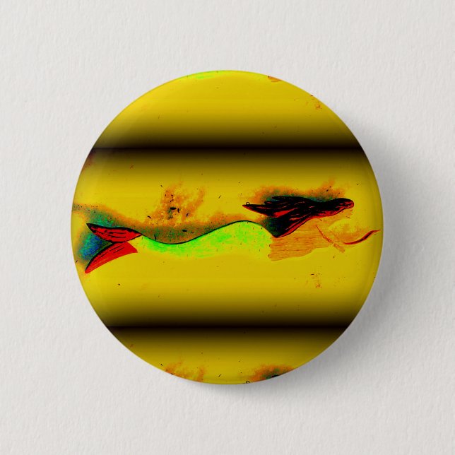 swimming mermaid button (Front)