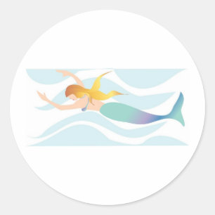 Swimming Mermaid Classic Round Sticker