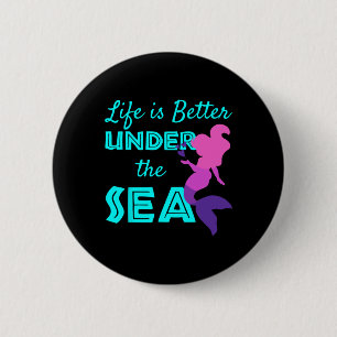 Swimming Mermaid Diving 6 Cm Round Badge