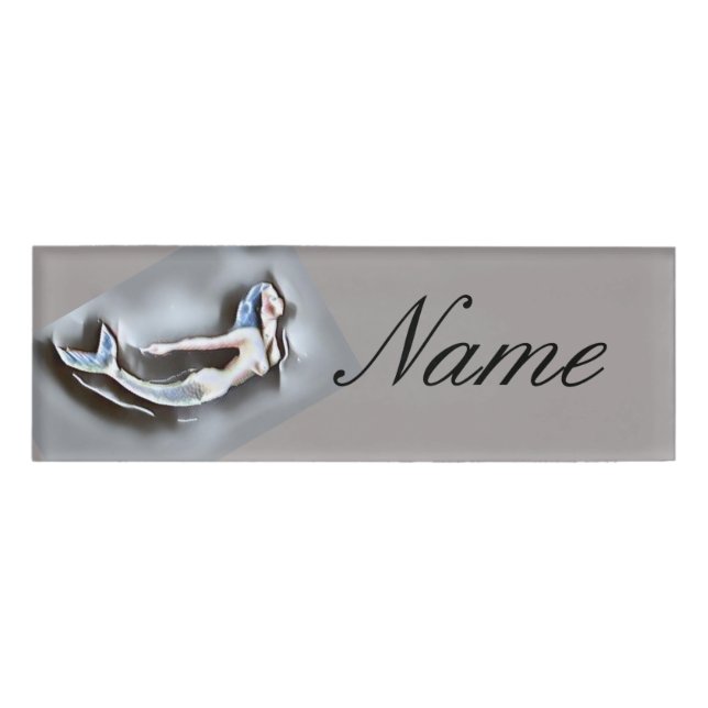 Swimming Mermaid Grey Thunder_Cove Name Tag (Front)