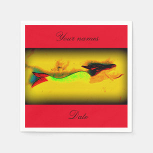 swimming mermaid personalised invitation napkin