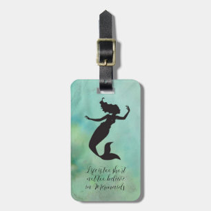Swimming Mermaid silhouette-  fantasy art Luggage Tag