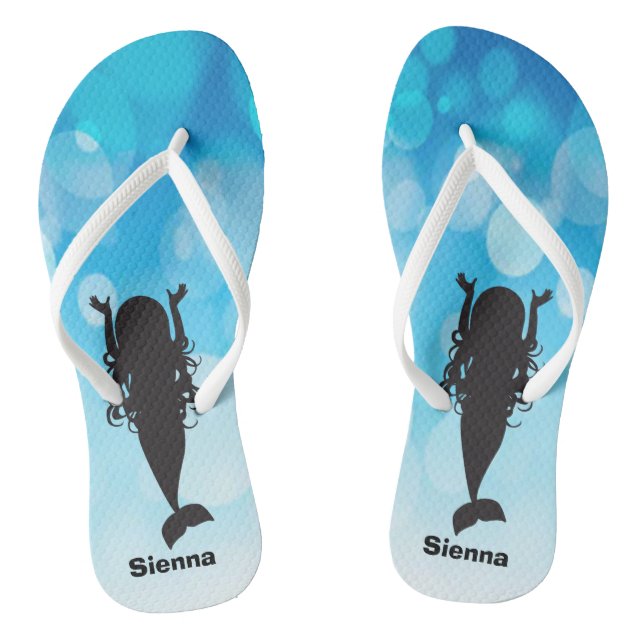 Swimming Mermaid Silhouette Flip Flops (Footbed)