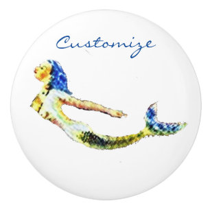 Swimming Mermaid Thunder_Cove Ceramic Knob
