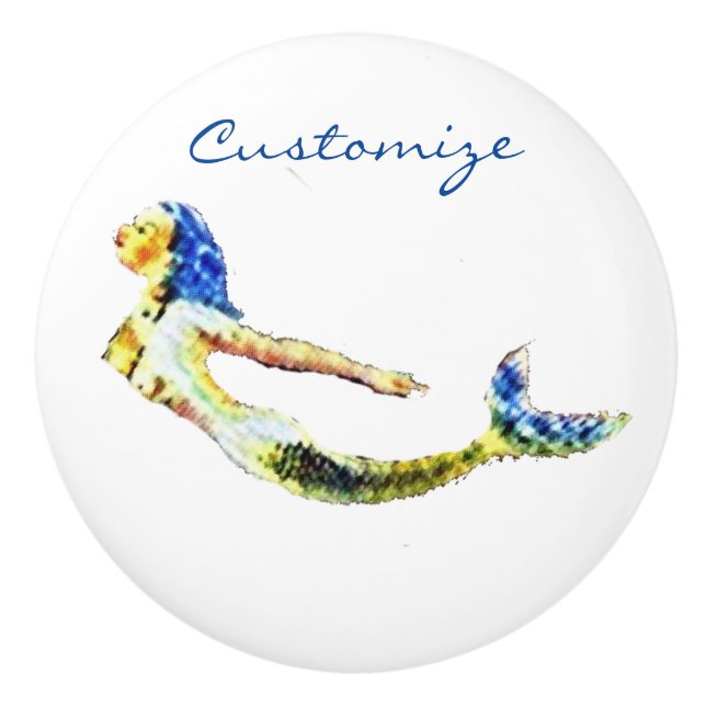Swimming Mermaid Thunder_Cove Ceramic Knob (Front)