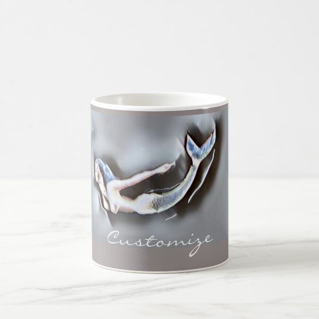 Swimming Mermaid Thunder_Cove Grey Coffee Mug (Center)