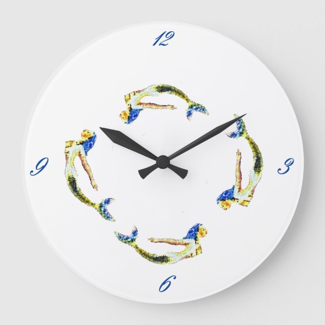 Swimming Mermaid Thunder_Cove Large Clock (Front)