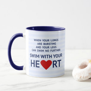 Swimming motivational quote blue mug