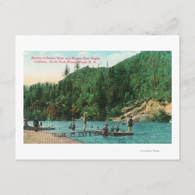 Swimming Near the Dock on the Russian River Postcard (Front)