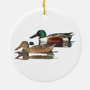 Swimming Northern Shovelers Ceramic Tree Decoration