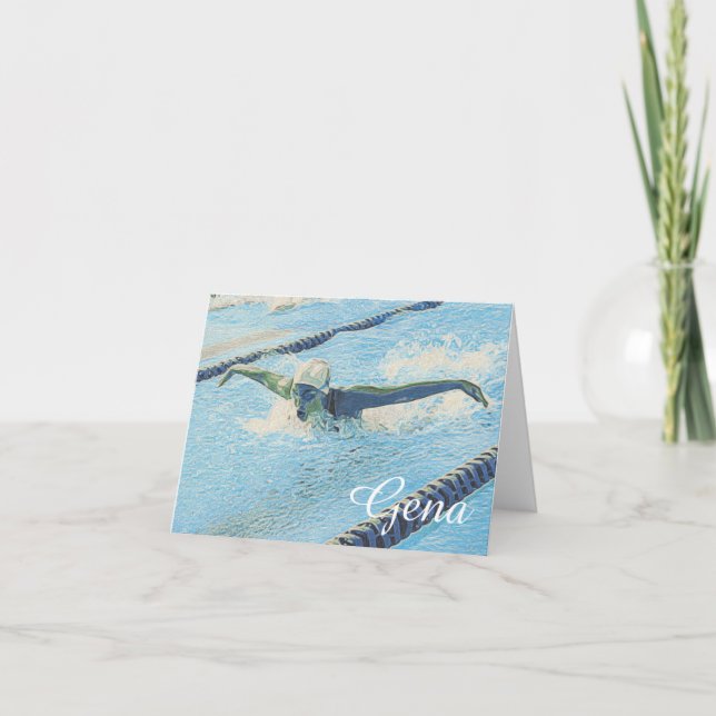 Swimming Note Cards Template (Front)
