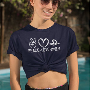 Swimming Peace Love Swim Team Gift Tri-Blend Shirt