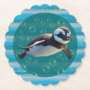 Swimming Penguin Paper Coasters