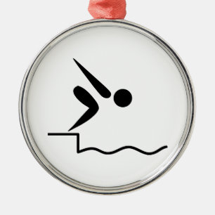 Swimming Pictogram Metal Tree Decoration