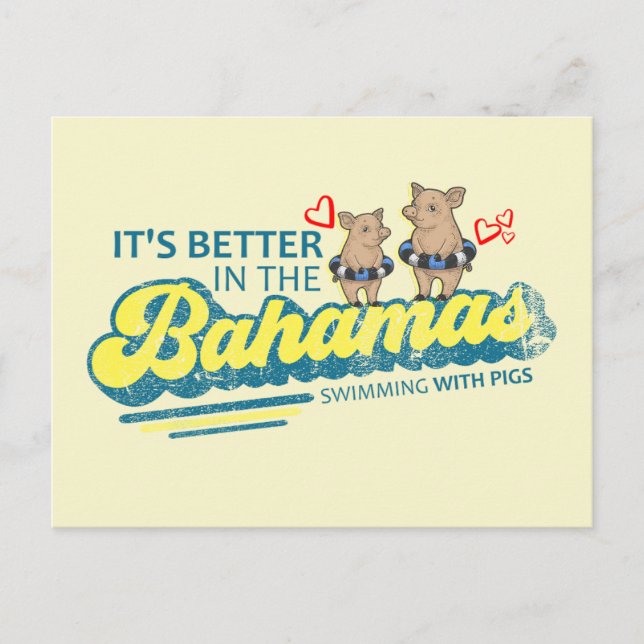 Swimming Pigs Bahamas Postcard Vacation Cruise (Front)