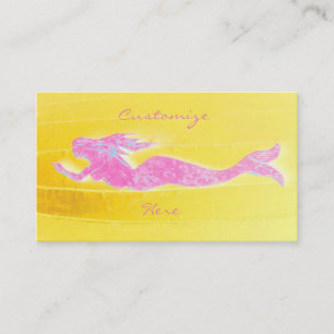 swimming pink mermaid business card