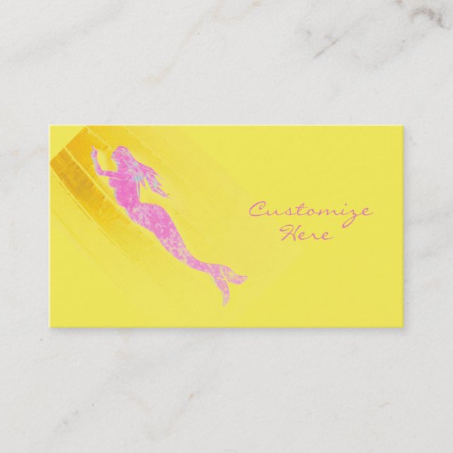 swimming pink mermaid business card (Front)
