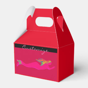 swimming pink mermaid red favour box
