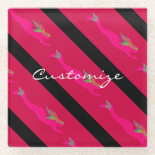 swimming pink mermaids glass coaster