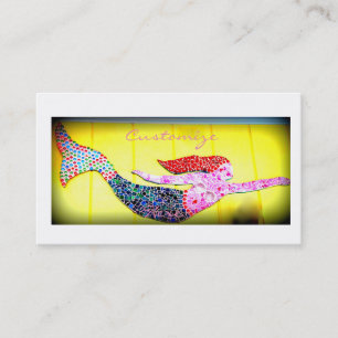 swimming pink mosaic mermaid business card