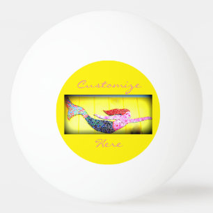 swimming pink mosaic mermaid ping pong ball