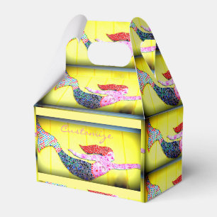 swimming pink mosaic mermaid yellow favour box