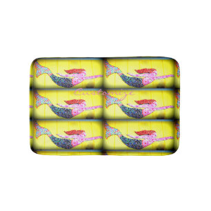 swimming pink mosiac mermaids pattern bath mat
