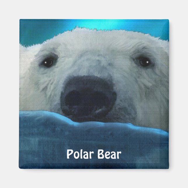 Swimming Polar Bear Arctic Wildlife Art Magnet (Front)