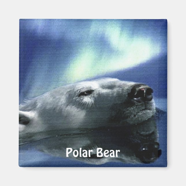 Swimming Polar Bear Arctic Wildlife Art Magnet (Front)