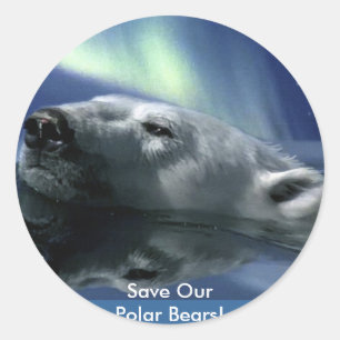 SWIMMING POLAR BEAR CLASSIC ROUND STICKER