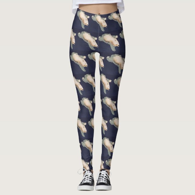 Swimming Polar Bear Leggings (Front)