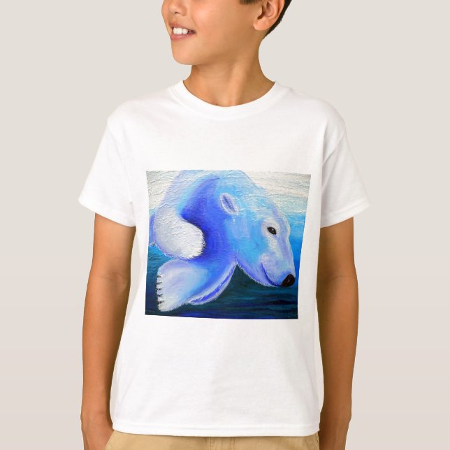 Swimming Polar Bear Painting T-Shirt (Front)
