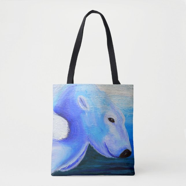 Swimming Polar Bear Painting Tote Bag (Front)